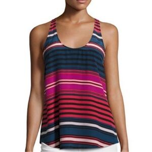 Joie Drew C Striped Silk Racerback Tank Top